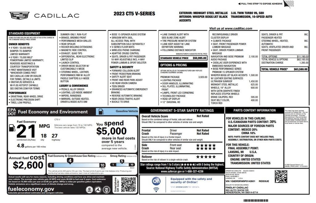 Used 2023 Cadillac CT5 V w/ Premium Package RWD image 3