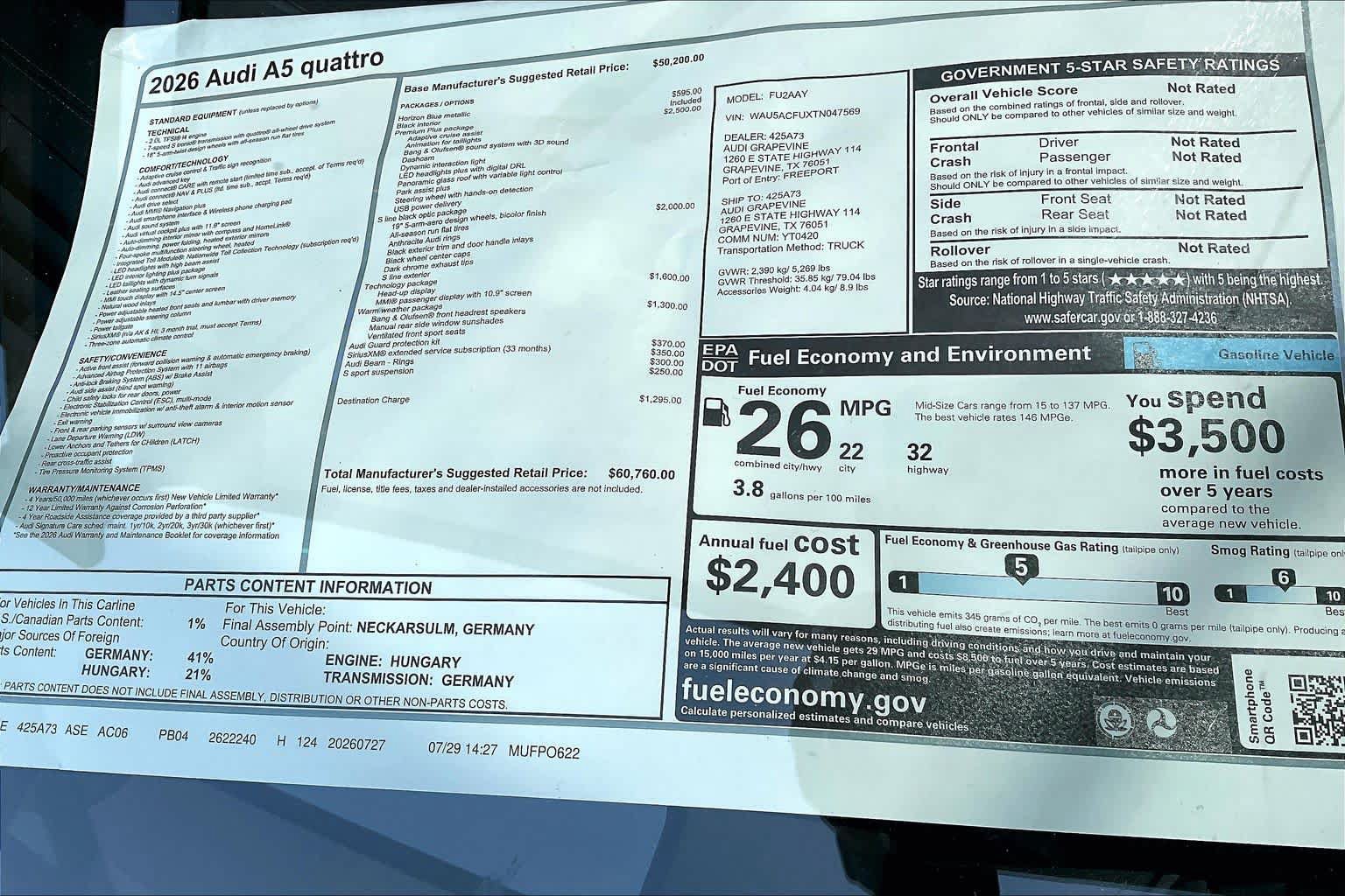 New 2026 Audi A5 Premium Plus w/ Premium Plus Package AWD/4WD image 19