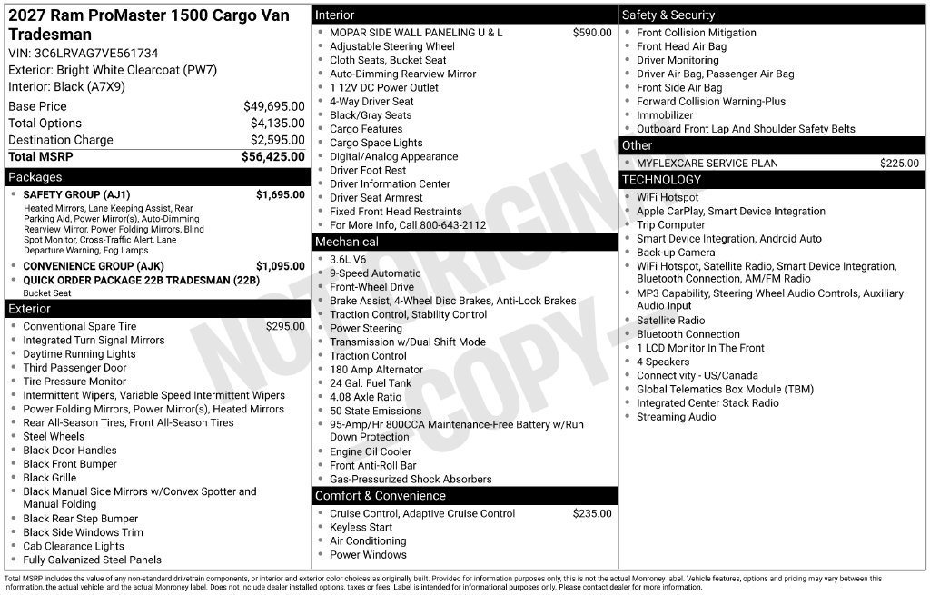 New 2027 RAM ProMaster 1500 w/ Safety Group FWD image 5