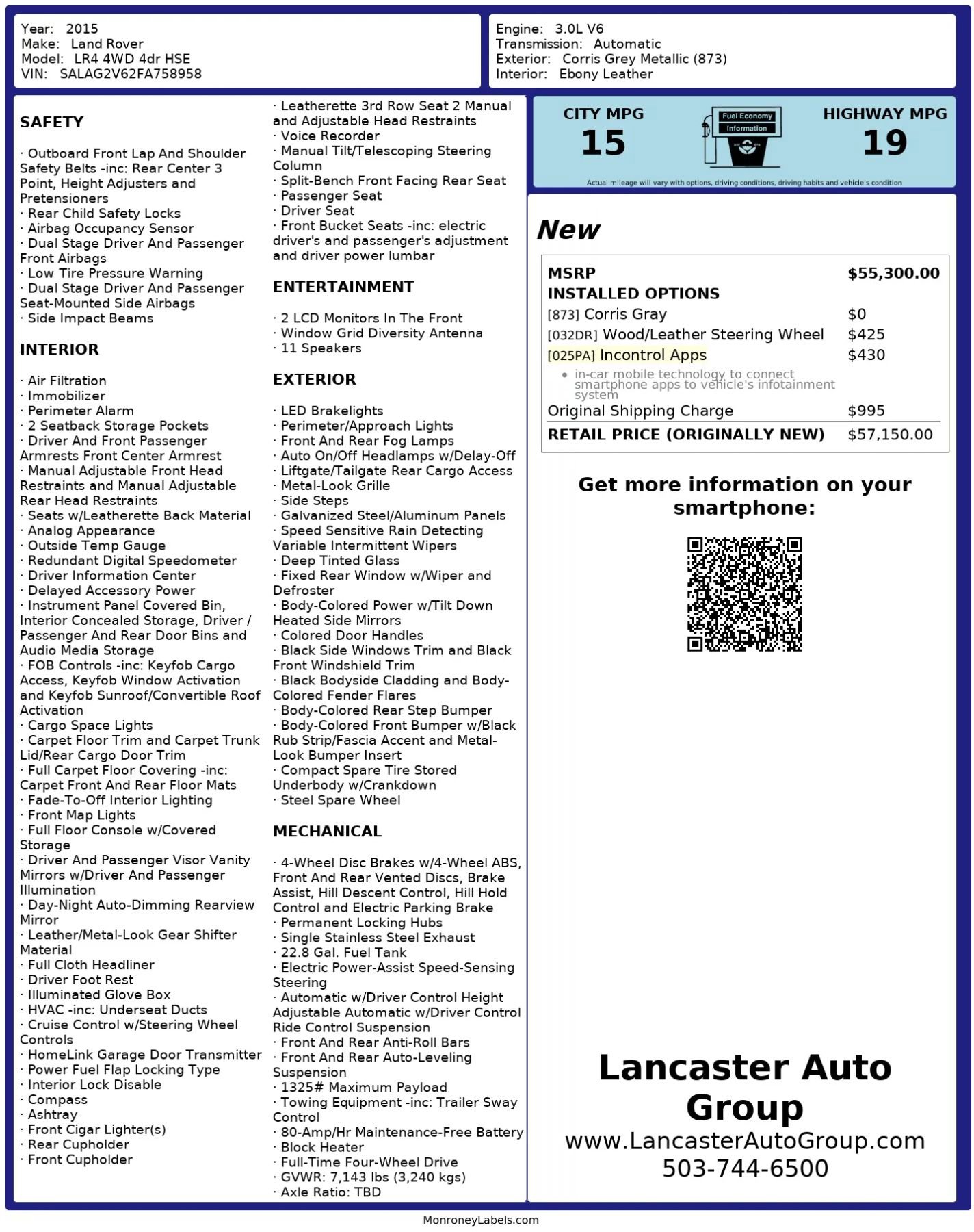 Used 2015 Land Rover LR4 HSE image 2