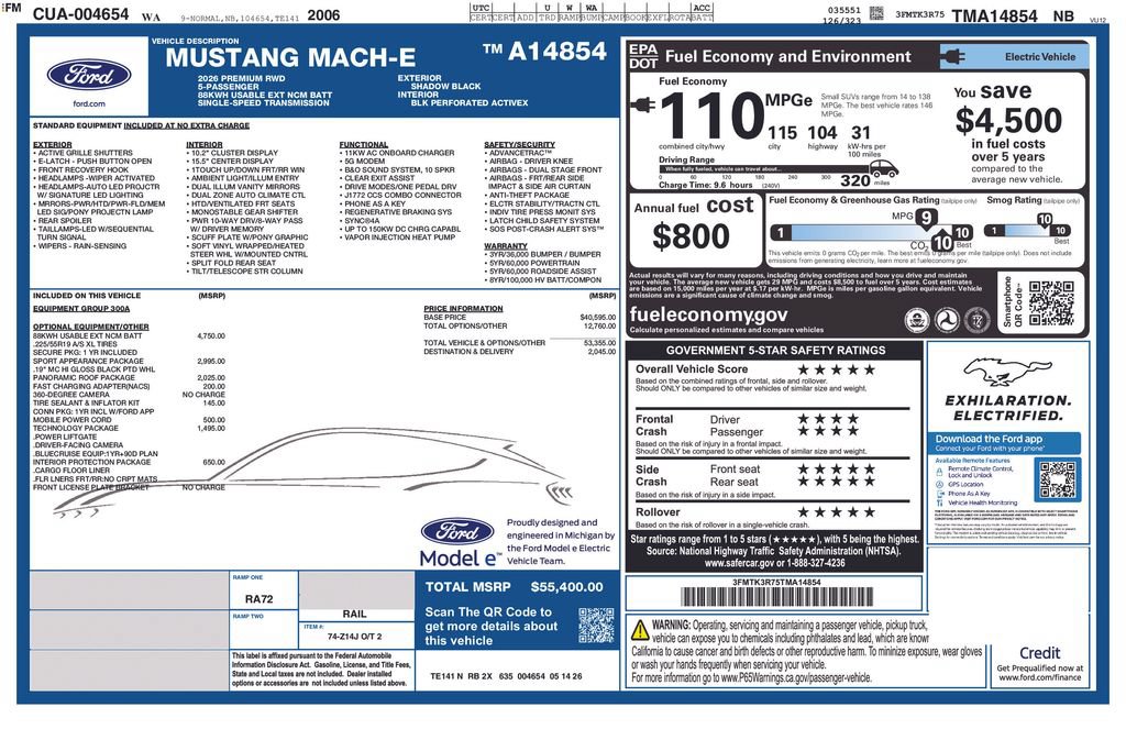 New 2026 Ford Mustang Mach-E Premium w/ Sport Appearance Package RWD image 44