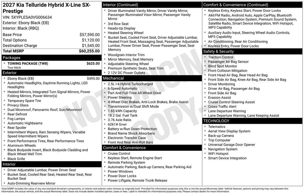 New 2027 Kia Telluride X-Line SX Prestige w/ Towing Package image 2