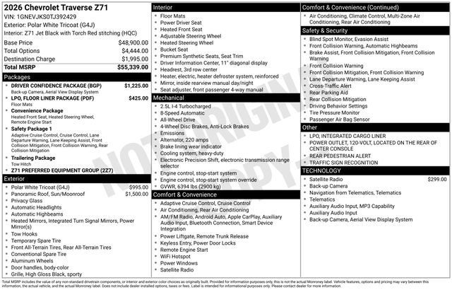 New 2026 Chevrolet Traverse Z71 AWD/4WD image 3