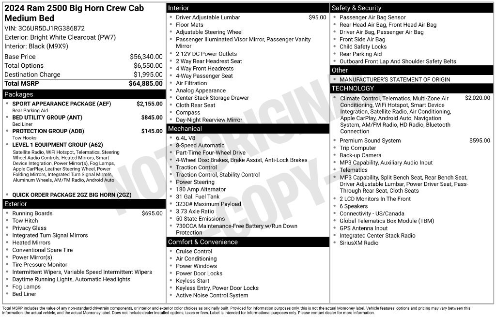 Used 2024 RAM 2500 Big Horn w/ Sport Appearance Package AWD/4WD image 2