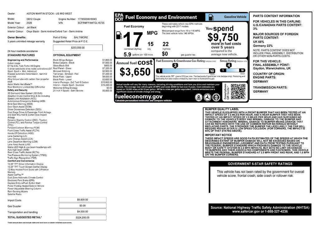 New 2026 Aston Martin DB12 Coupe