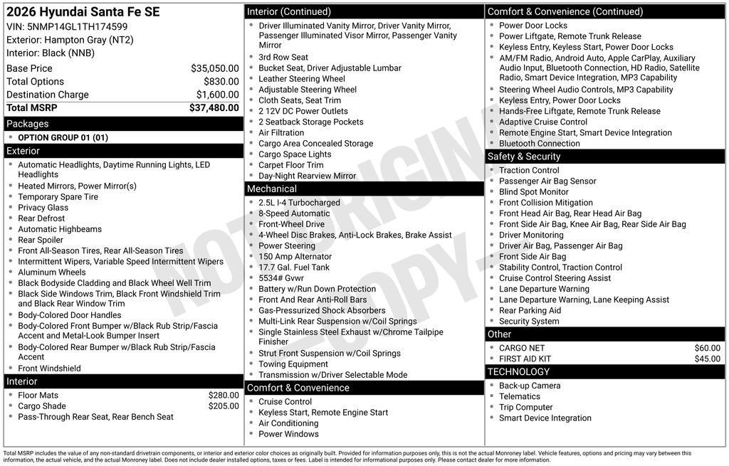 Certified 2026 Hyundai Santa Fe SE FWD image 4