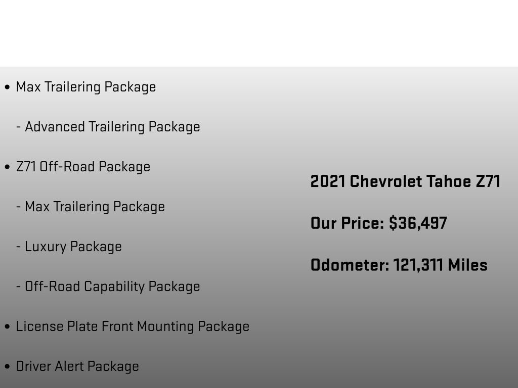 Used 2021 Chevrolet Tahoe Z71 w/ Z71 Off-Road Package image 24
