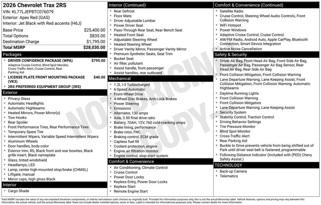 Used 2026 Chevrolet Trax RS w/ Driver Confidence Package FWD image 4
