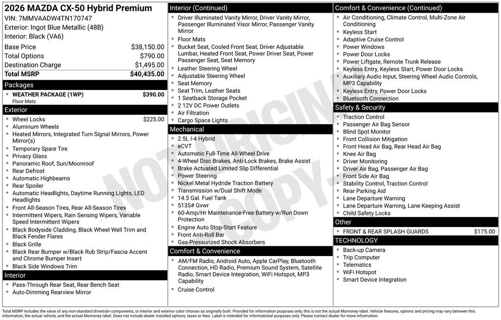 New 2026 MAZDA CX-50 AWD 2.5 Hybrid w/ Weather Package image 2