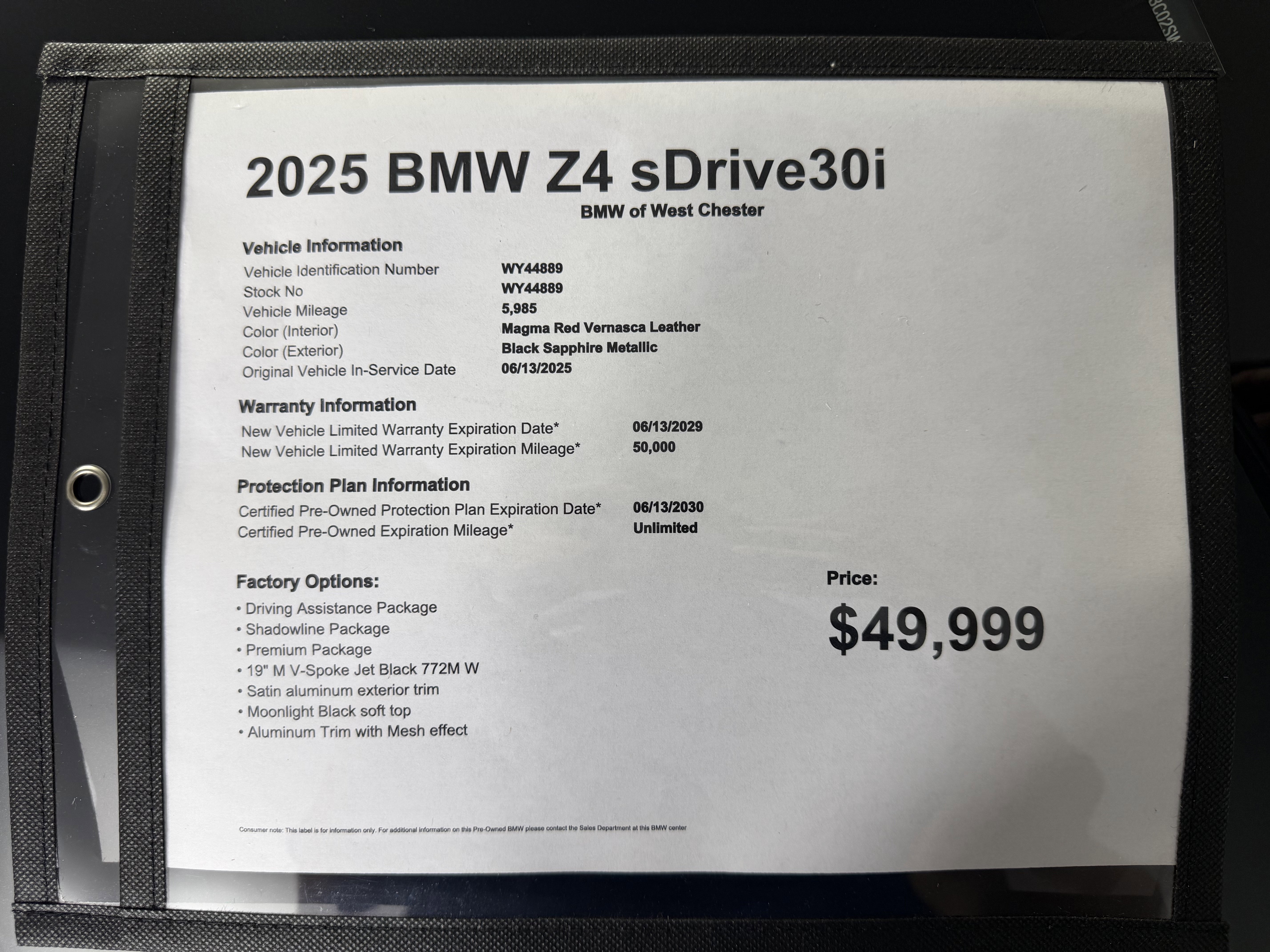 Certified 2025 BMW Z4 sDrive30i w/ Premium Package RWD image 15