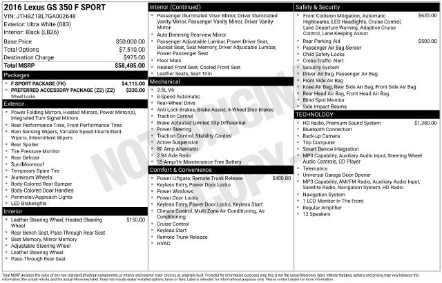 Used 2016 Lexus GS 350 F Sport w/ F Sport Package RWD image 36