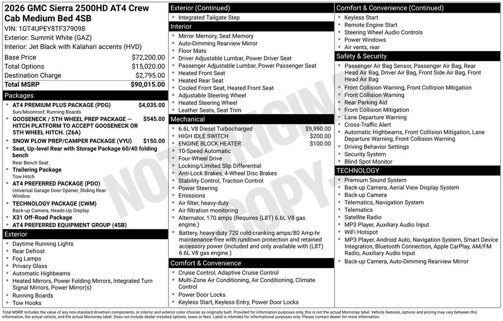 New 2026 GMC Sierra 2500 AT4 w/ AT4 Premium Plus Package AWD/4WD image 2