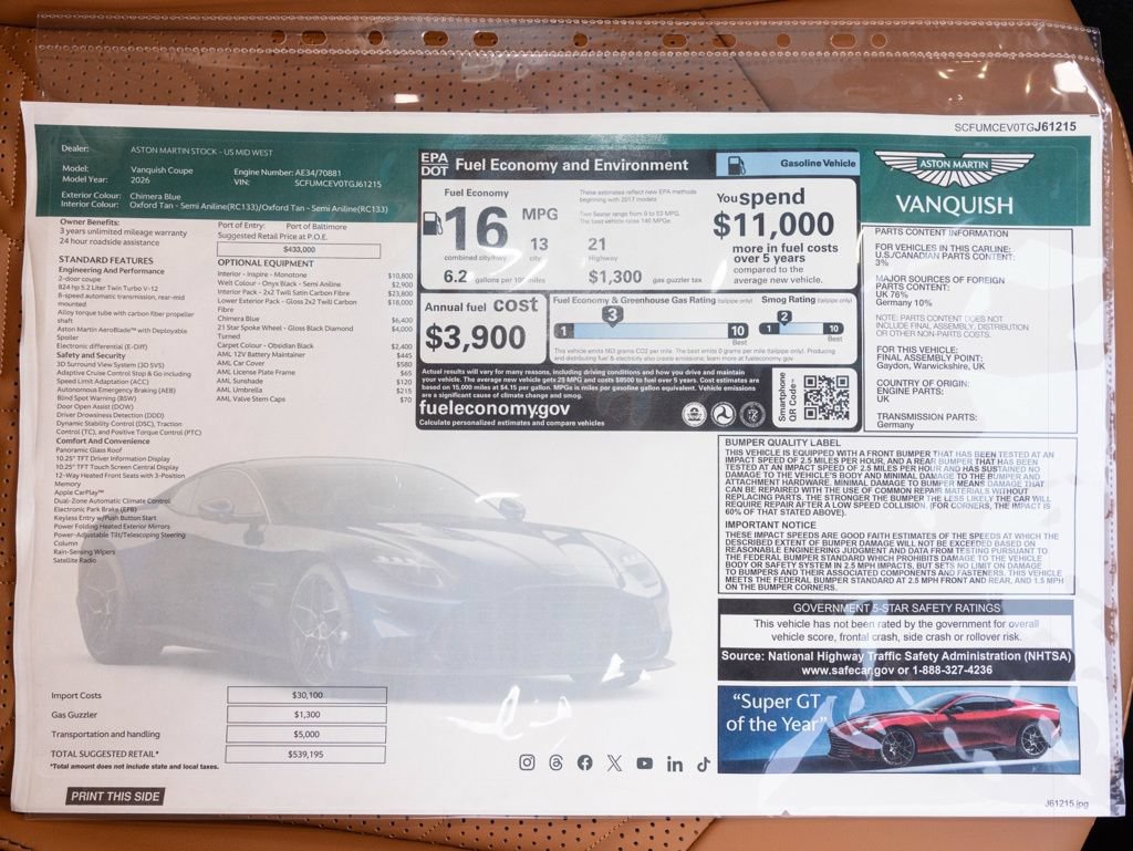 New 2026 Aston Martin Vanquish RWD image 58