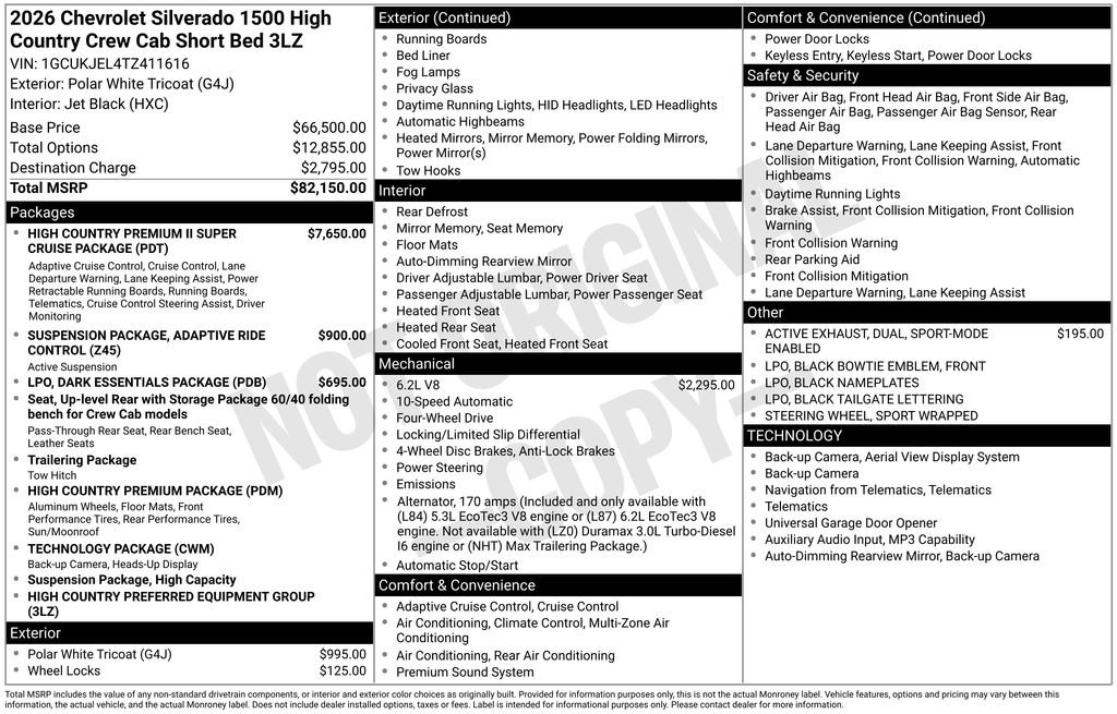 New 2026 Chevrolet Silverado 1500 High Country AWD/4WD image 4
