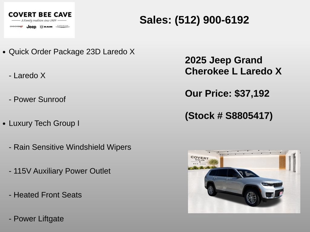 New 2025 Jeep Grand Cherokee L Laredo w/ Luxury Tech Group I RWD image 7