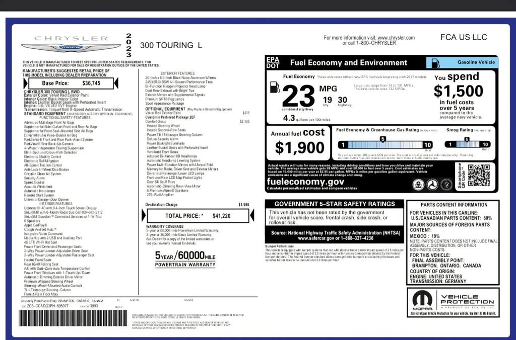 Used 2023 Chrysler 300 Touring L w/ Comfort Group RWD image 33