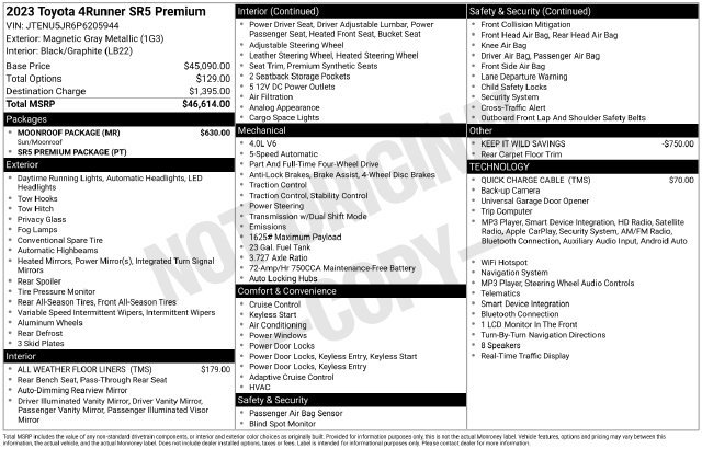 Certified 2023 Toyota 4Runner SR5 Premium w/ Moonroof Package AWD/4WD image 38