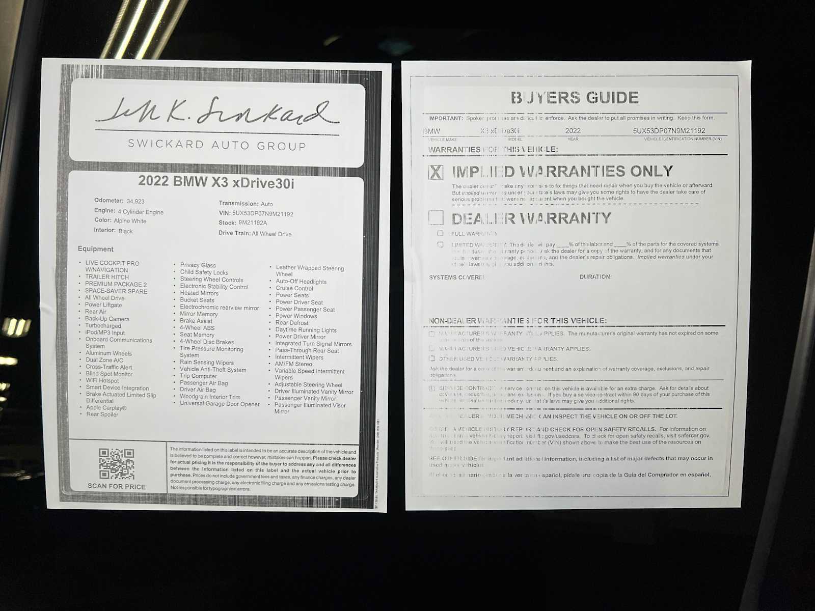 Used 2022 BMW X3 xDrive30i w/ Premium Package 2 image 42