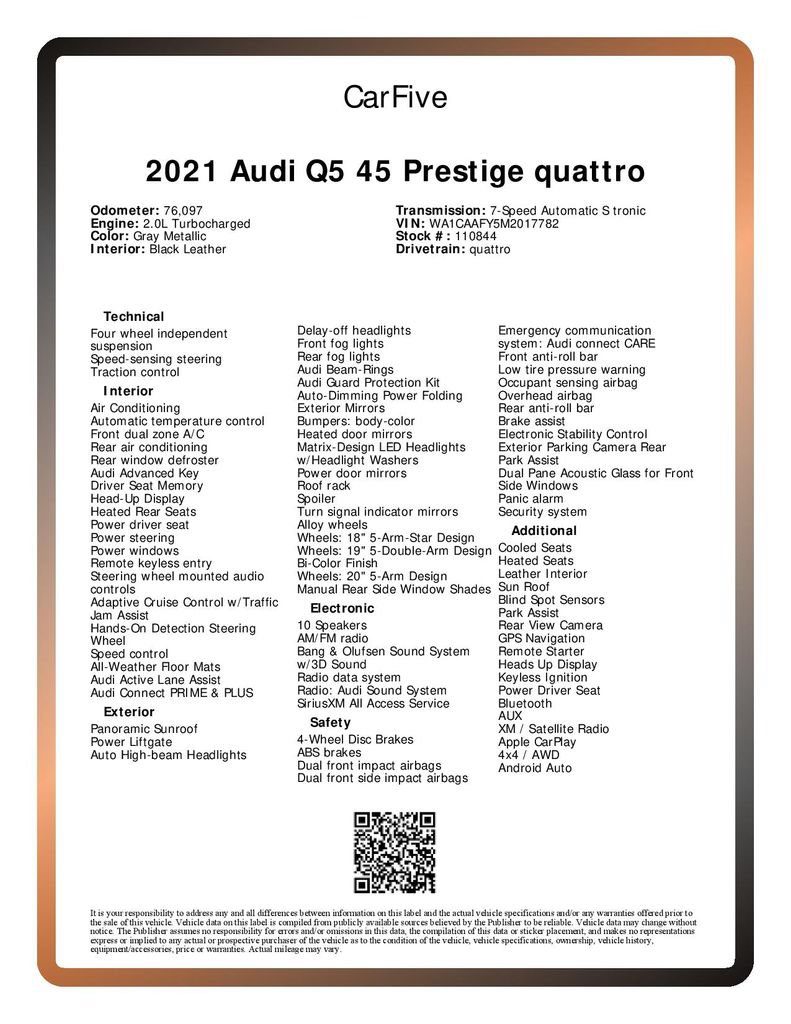 Used 2021 Audi Q5 Prestige w/ Prestige Package AWD/4WD image 30