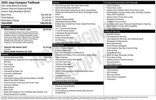 Certified 2025 Jeep Compass Trailhawk w/ Trailhawk Elite Group AWD/4WD image 39