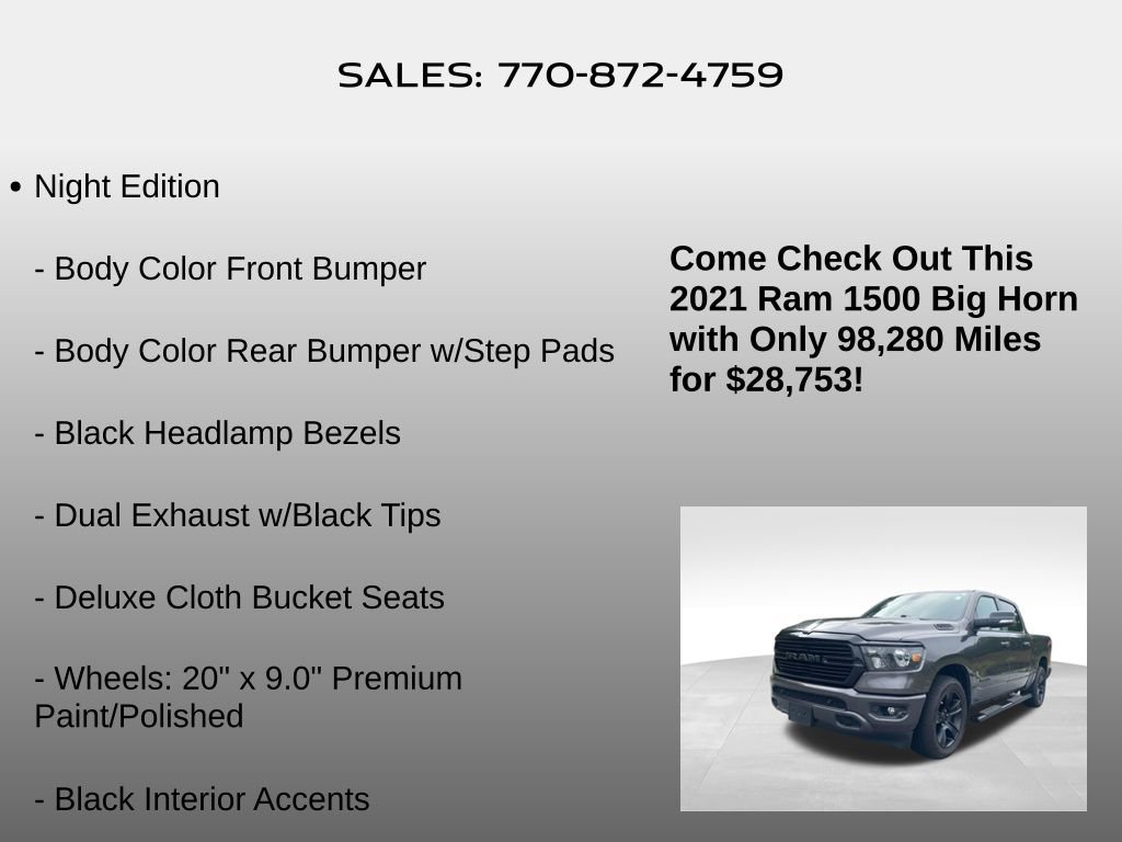 Used 2021 RAM 1500 Big Horn RWD image 29