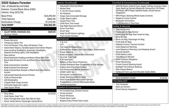 Used 2020 Subaru Forester w/ Alloy Wheel Package AWD/4WD image 35