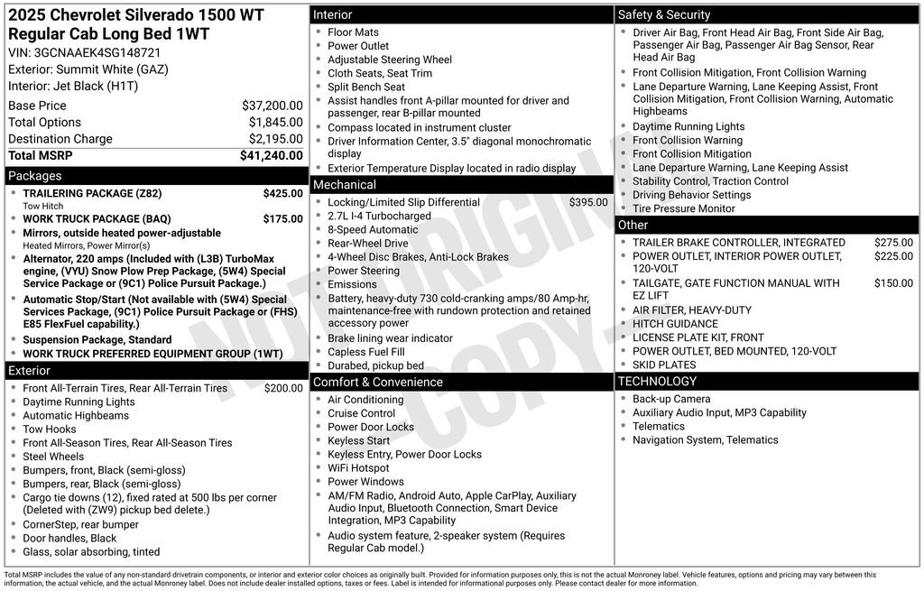 New 2025 Chevrolet Silverado 1500 W/T w/ Trailering Package RWD image 6