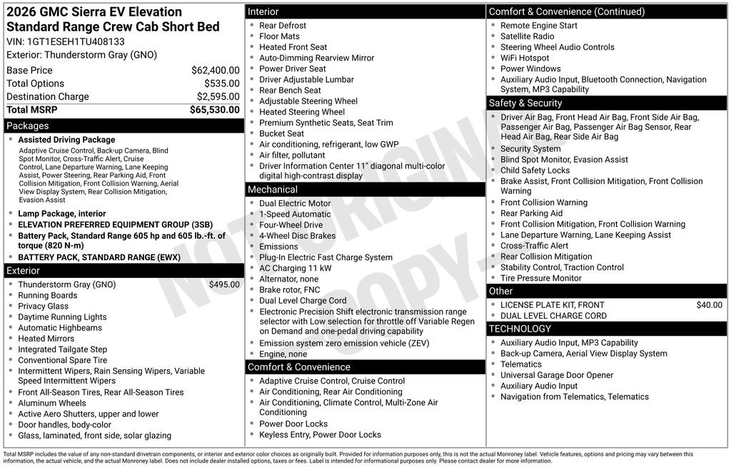 New 2026 GMC Sierra EV Elevation AWD/4WD image 39