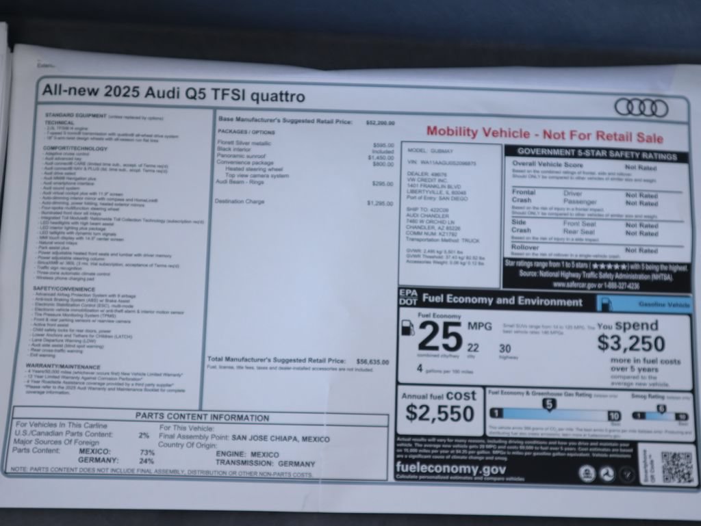 Used 2025 Audi Q5 Premium w/ Convenience Package AWD/4WD image 9
