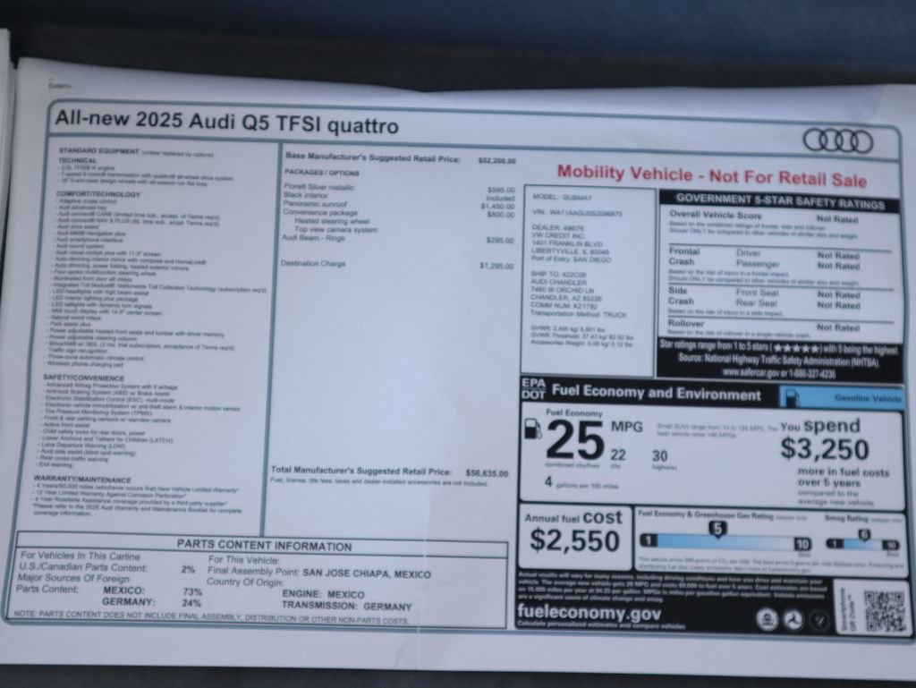 Used 2025 Audi Q5 Premium w/ Convenience Package AWD/4WD image 9