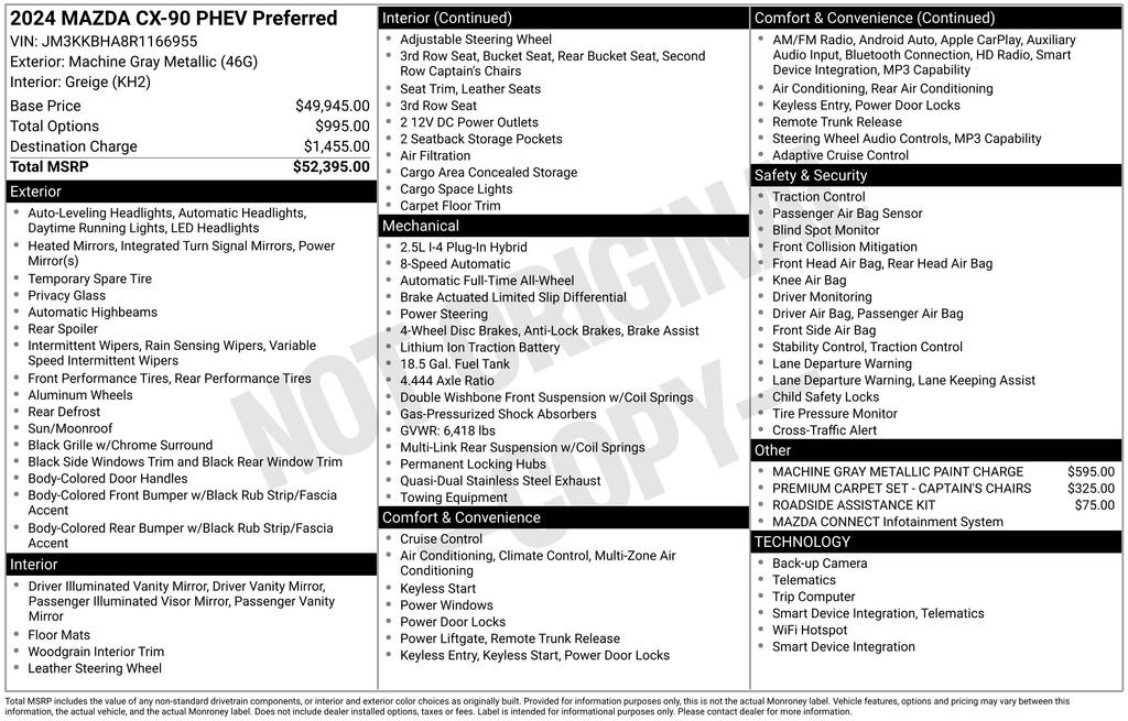 Used 2024 MAZDA CX-90 Plug-In Hybrid w/ Preferred AWD/4WD image 10