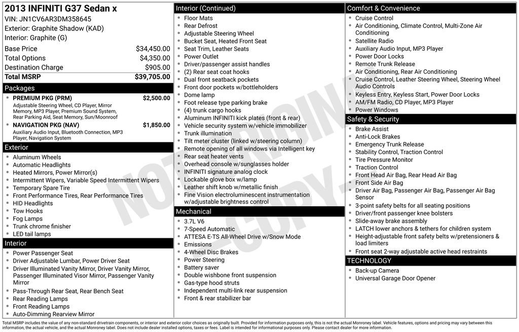 Used 2013 INFINITI G37 x w/ Premium Pkg image 3