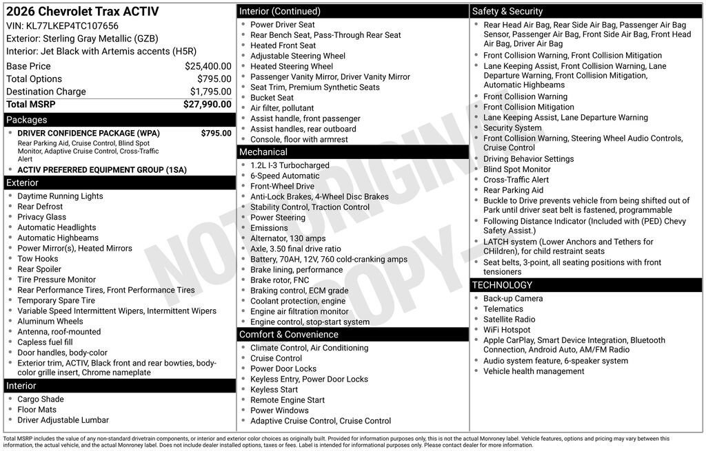 New 2026 Chevrolet Trax ACTIV w/ Driver Confidence Package image 10