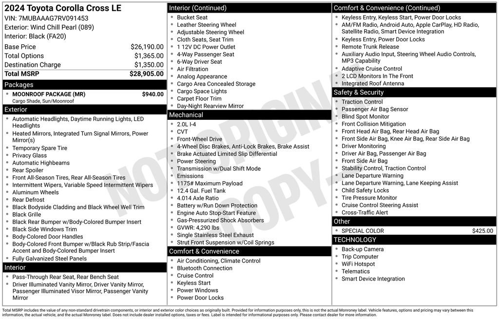 Used 2024 Toyota Corolla Cross LE w/ Moonroof Package FWD image 37