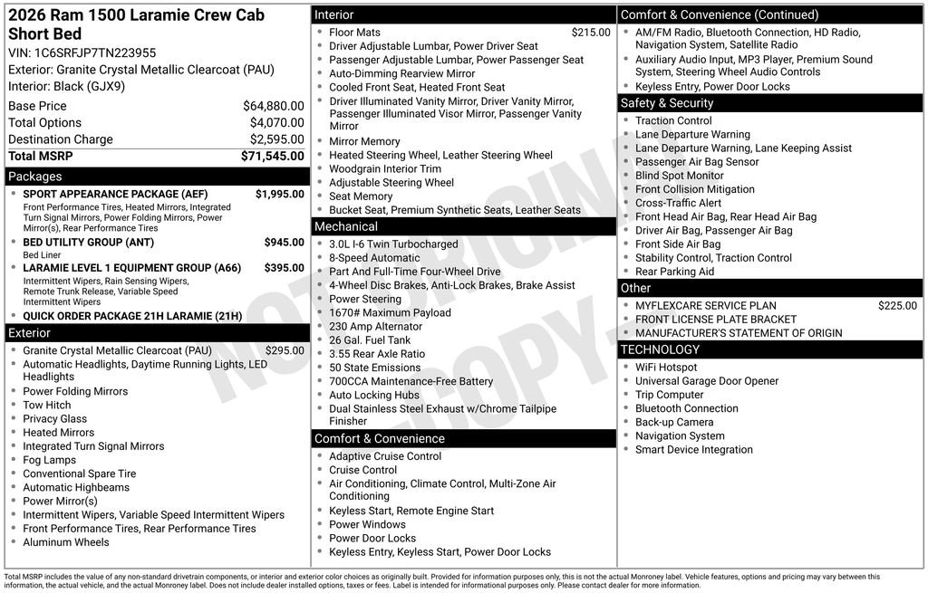New 2026 RAM 1500 Laramie w/ Sport Appearance Package image 4