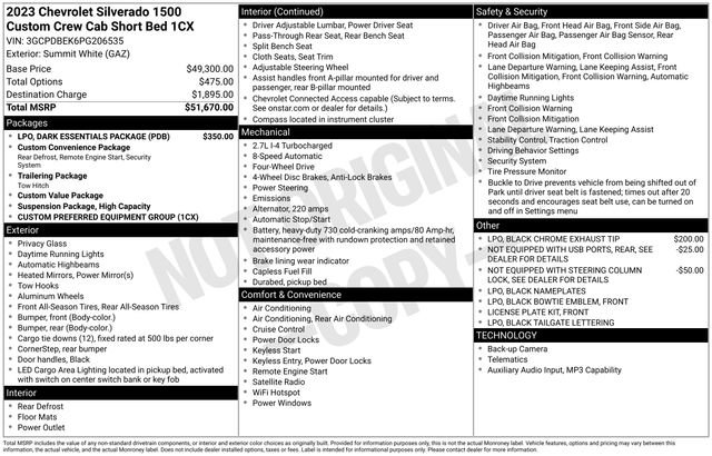 Used 2023 Chevrolet Silverado 1500 Custom w/ LPO, Dark Essentials Package AWD/4WD image 26