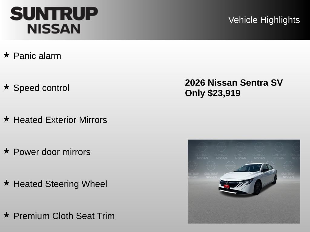 Used 2026 Nissan Sentra SV w/ SV Convenience Package FWD image 28