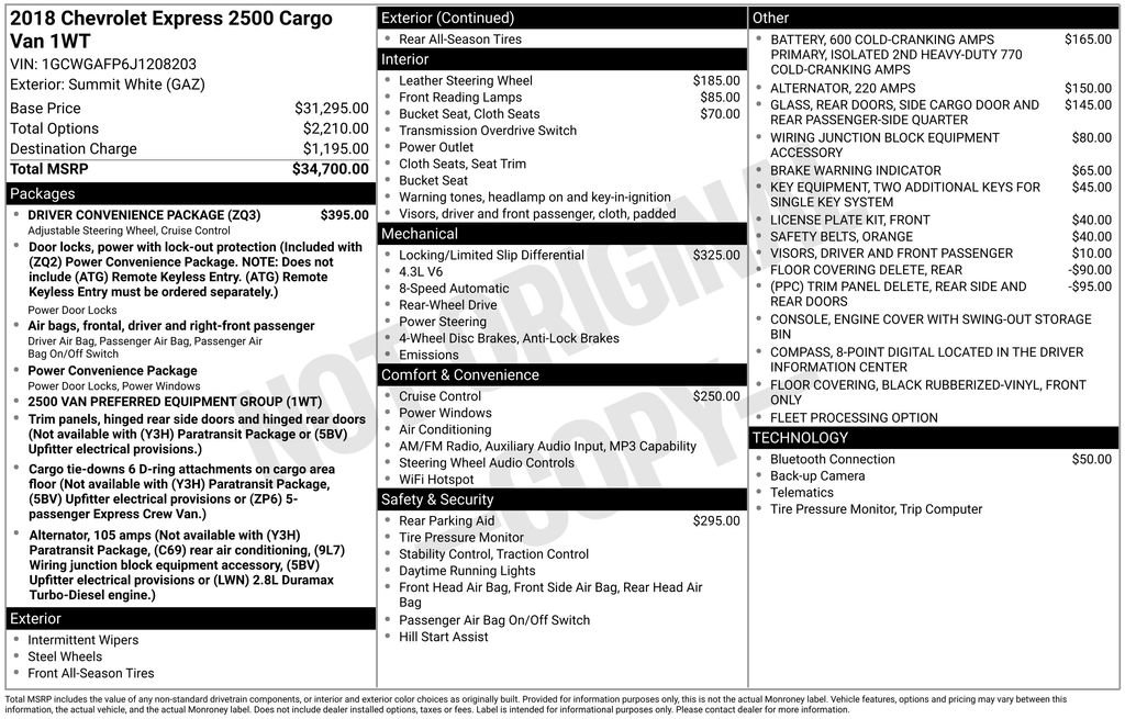 Used 2018 Chevrolet Express 2500 w/ Driver Convenience Package RWD image 41