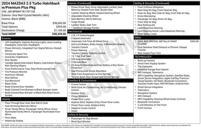 Certified 2024 MAZDA MAZDA3 Hatchback w/Premium Plus Pkg AWD/4WD image 28