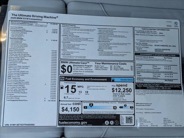 New 2026 BMW X5 M Competition w/ Executive Package AWD/4WD image 18