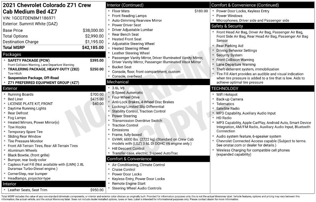 Used 2021 Chevrolet Colorado Z71 w/ Safety Package AWD/4WD image 27