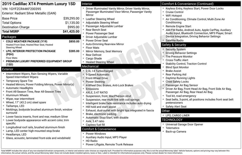 Used 2019 Cadillac XT4 Premium Luxury w/ Cold Weather Package image 10