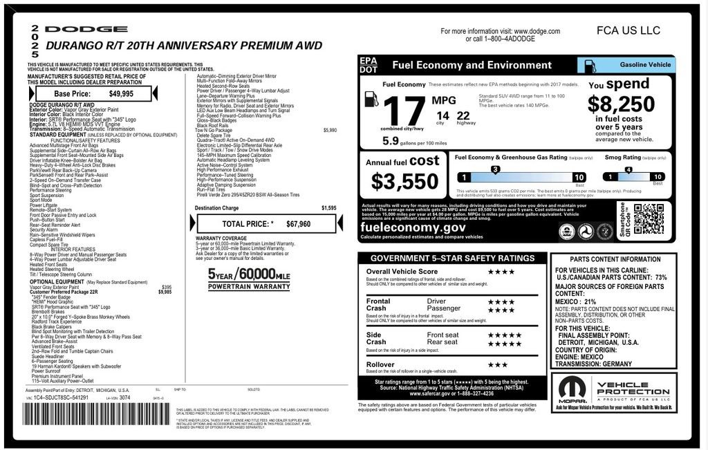 Certified 2025 Dodge Durango R/T AWD/4WD image 5