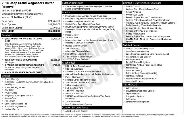 New 2026 Jeep Grand Wagoneer Limited AWD/4WD image 21