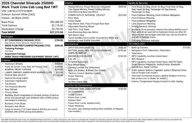 New 2026 Chevrolet Silverado 2500 W/T w/ WT Convenience Package AWD/4WD image 34