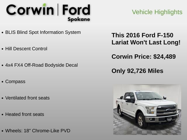 Used 2016 Ford F150 Lariat w/ Equipment Group 501A Mid image 18
