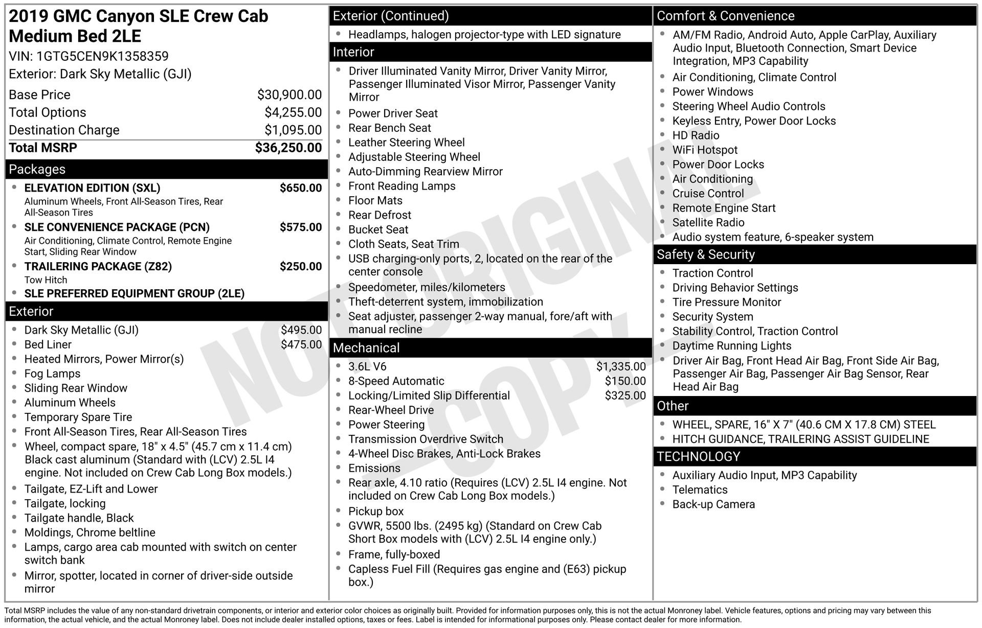 Used 2019 GMC Canyon SLE w/ Elevation Edition RWD image 37