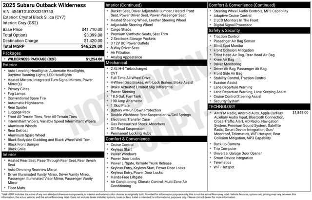 Certified 2025 Subaru Outback Wilderness w/ Wilderness Package AWD/4WD image 49