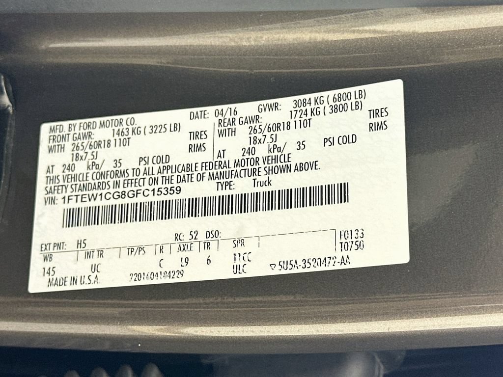 Used 2016 Ford F150 XLT w/ Equipment Group 302A Luxury RWD image 30