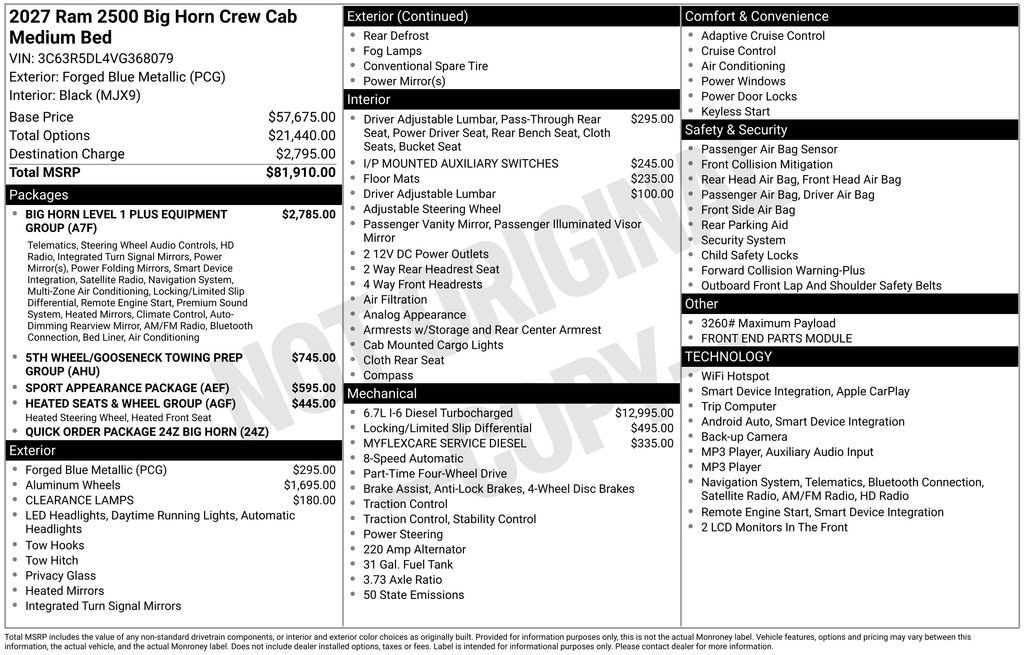 New 2027 RAM 2500 Big Horn AWD/4WD image 2